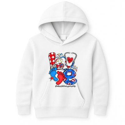 LOVE Labor & Delivery Nurse Life American Flag 4th Of July Kids Hoodie