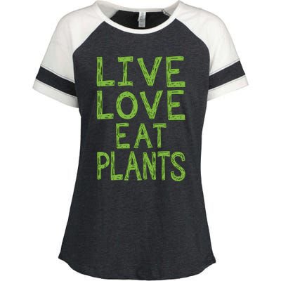 Live Love Eat Plants Cool Gift Enza Ladies Jersey Colorblock Tee