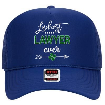 Luckiest Lawyer Ever Meaningful Gift St Patricks Day Gift High Crown Mesh Back Trucker Hat