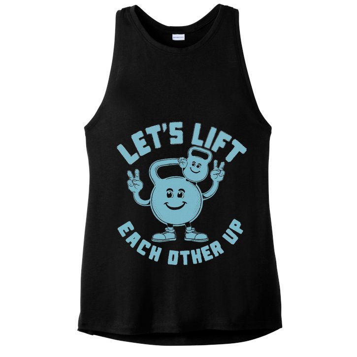 LetS Lift Each Other Up Kettlebell Peace Sign Gym Positive Ladies PosiCharge Tri-Blend Wicking Tank