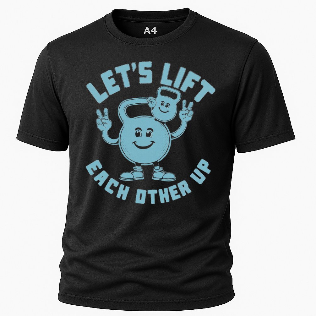 LetS Lift Each Other Up Kettlebell Peace Sign Gym Positive Performance Shirt