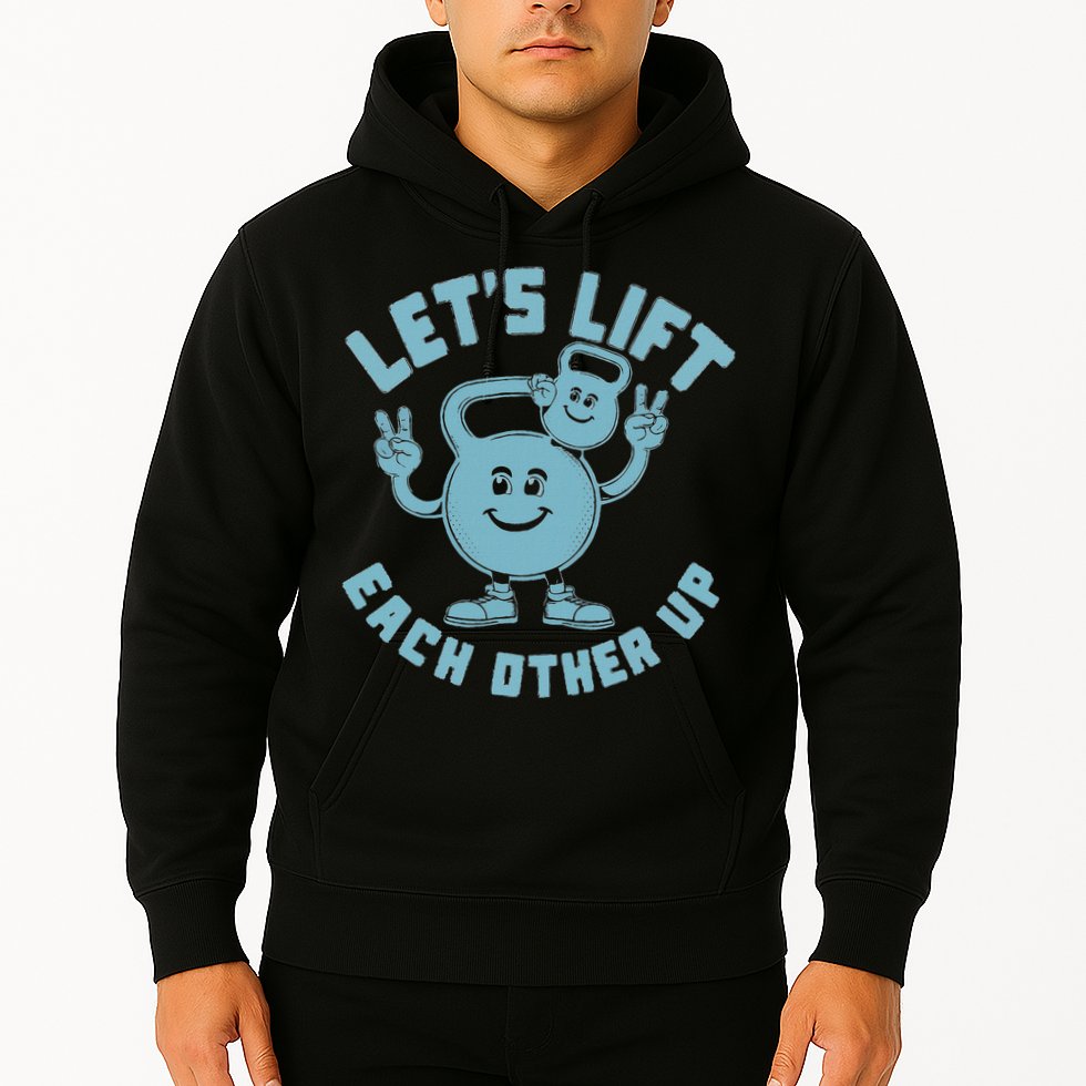 LetS Lift Each Other Up Kettlebell Peace Sign Gym Positive Hoodie
