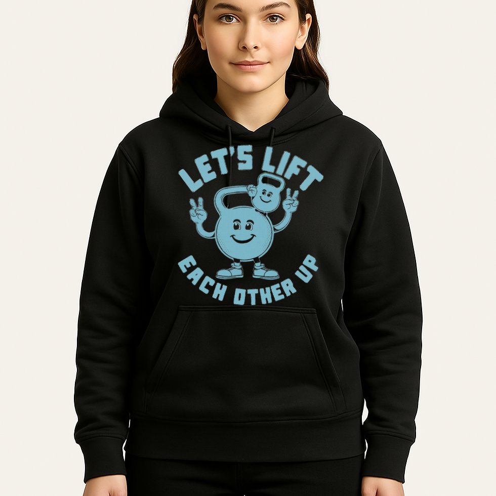 LetS Lift Each Other Up Kettlebell Peace Sign Gym Positive Hoodie