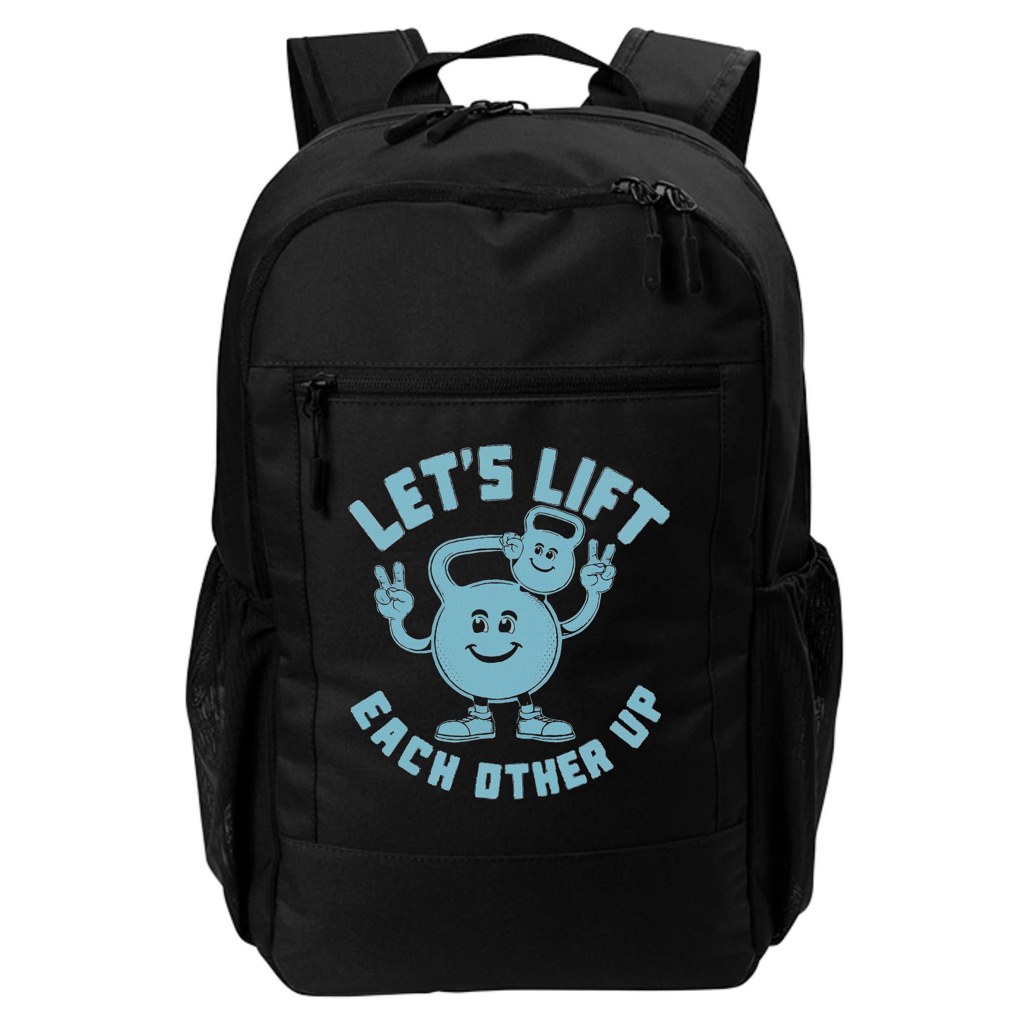 LetS Lift Each Other Up Kettlebell Peace Sign Gym Positive Backpack