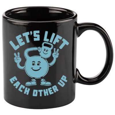 LetS Lift Each Other Up Kettlebell Peace Sign Gym Positive 11oz C Handle Ceramic Mug