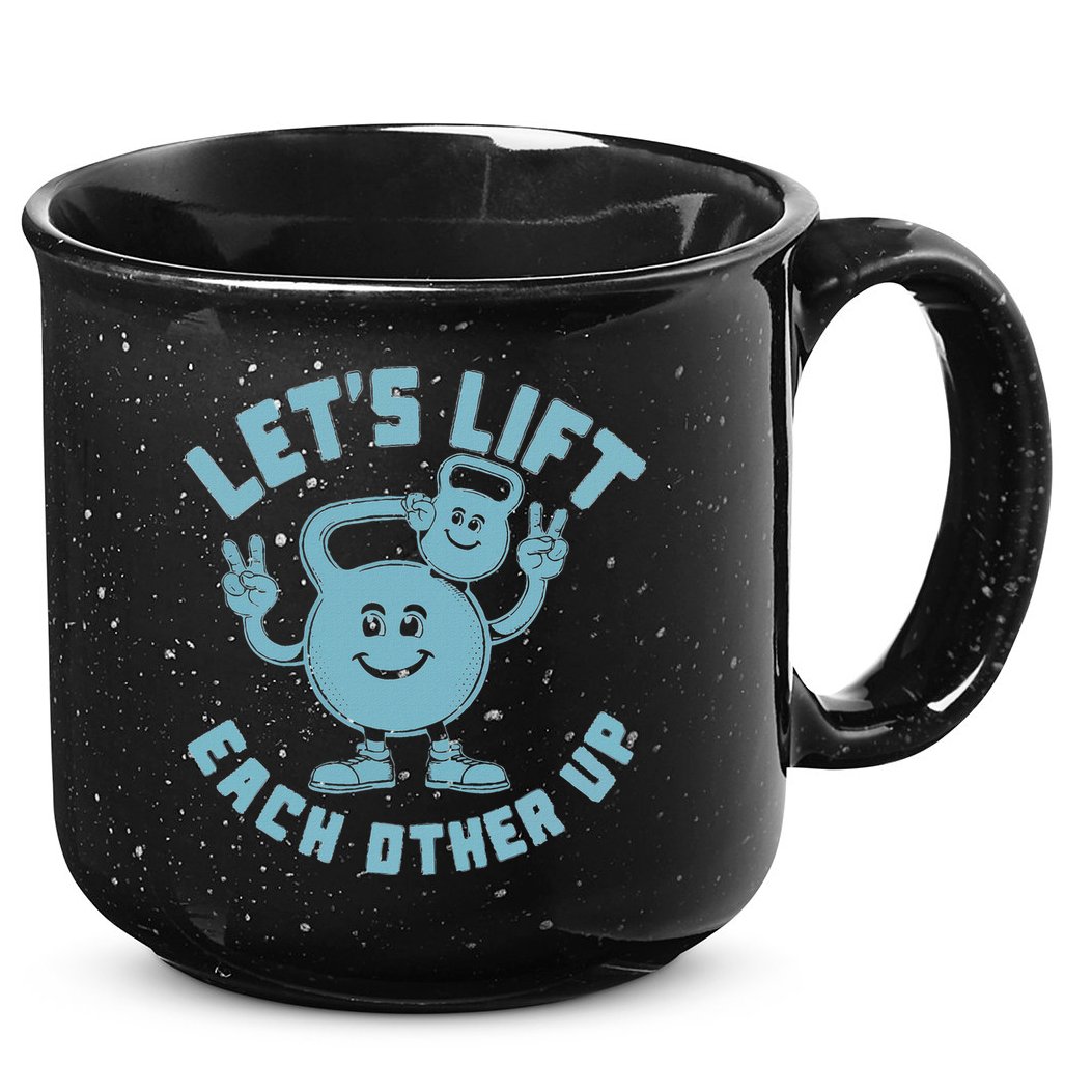 LetS Lift Each Other Up Kettlebell Peace Sign Gym Positive 15oz Campfire Ceramic Mug