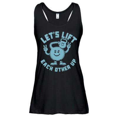 LetS Lift Each Other Up Kettlebell Peace Sign Gym Positive Ladies Essential Flowy Tank