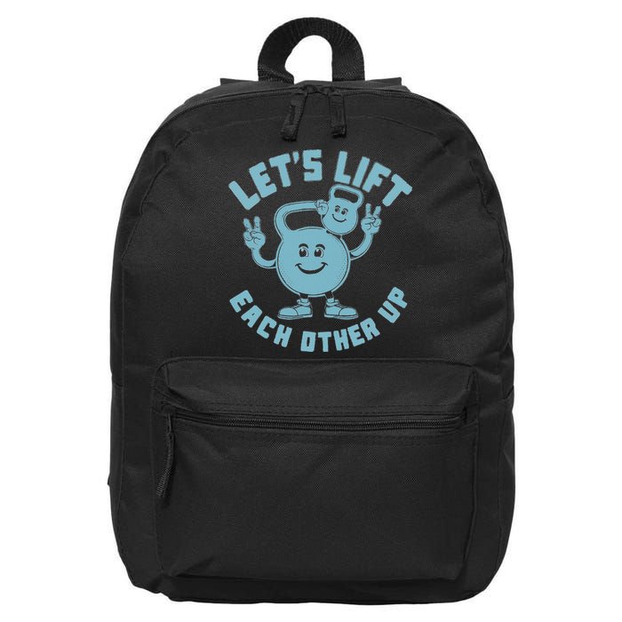 LetS Lift Each Other Up Kettlebell Peace Sign Gym Positive 16 in Basic Backpack