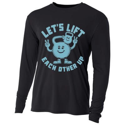 LetS Lift Each Other Up Kettlebell Peace Sign Gym Positive Cooling Performance Long Sleeve Crew