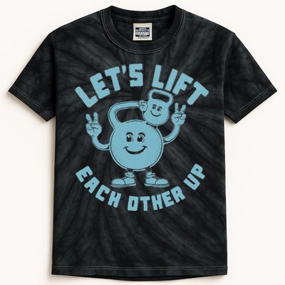 LetS Lift Each Other Up Kettlebell Peace Sign Gym Positive Kids Tie-Dye T-Shirt