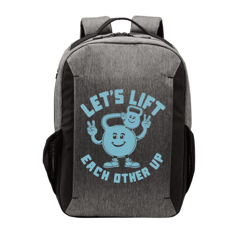 LetS Lift Each Other Up Kettlebell Peace Sign Gym Positive Vector Backpack