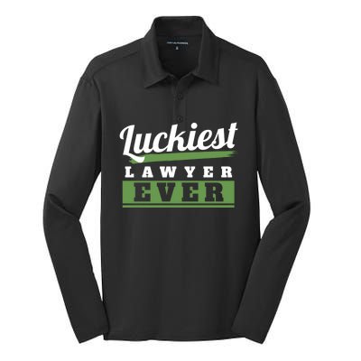 Luckiest Lawyer Ever St Patricks Day Paddys Day Gift Silk Touch Performance Long Sleeve Polo