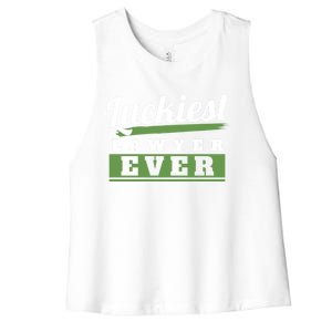 Luckiest Lawyer Ever St Patricks Day Paddys Day Gift Women's Racerback Cropped Tank