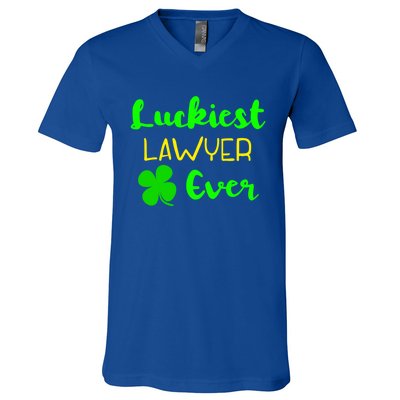 Luckiest Lawyer Ever St Patrick's Day Irish Attorney Legal Gift V-Neck T-Shirt