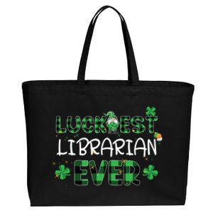 Luckiest Librarian Ever St Patricks Day Library Books Lover Gift Cotton Canvas Jumbo Tote