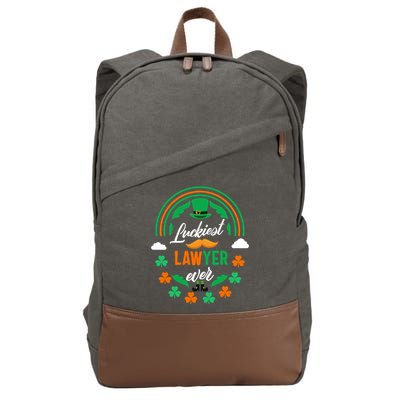 Luckiest Lawyer Ever Shamrock Top Hat St Patricks Day Gift Cotton Canvas Backpack