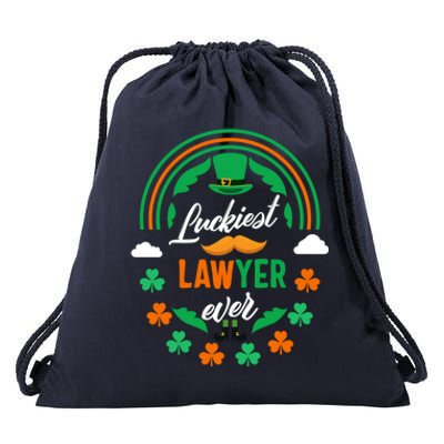 Luckiest Lawyer Ever Shamrock Top Hat St Patricks Day Gift Drawstring Bag