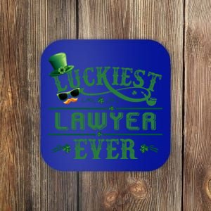 Luckiest Lawyer Ever Shamrock Leprechaun Hat St Patrick Day Great Gift Coaster