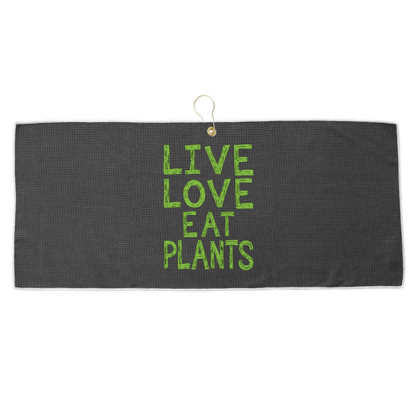 Live Love Eat Plants Funny Gift Large Microfiber Waffle Golf Towel