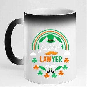 Luckiest Lawyer Ever Shamrock Top Hat St Patricks Day Funny Gift 11oz Black Color Changing Mug