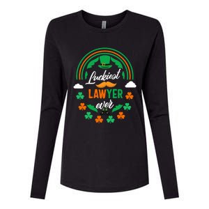 Luckiest Lawyer Ever Shamrock Top Hat St Patricks Day Funny Gift Womens Cotton Relaxed Long Sleeve T-Shirt