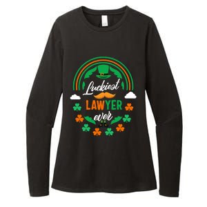 Luckiest Lawyer Ever Shamrock Top Hat St Patricks Day Funny Gift Womens CVC Long Sleeve Shirt