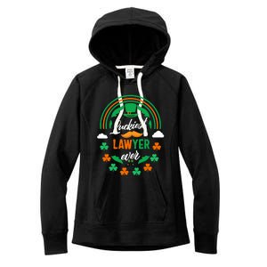 Luckiest Lawyer Ever Shamrock Top Hat St Patricks Day Funny Gift Women's Fleece Hoodie