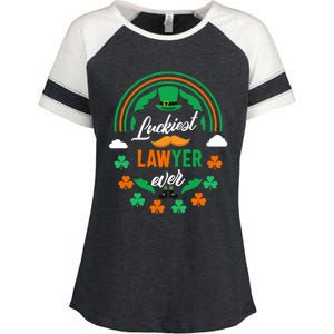 Luckiest Lawyer Ever Shamrock Top Hat St Patricks Day Funny Gift Enza Ladies Jersey Colorblock Tee