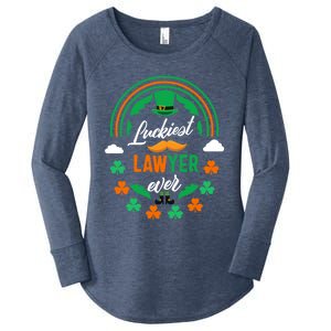 Luckiest Lawyer Ever Shamrock Top Hat St Patricks Day Funny Gift Women's Perfect Tri Tunic Long Sleeve Shirt