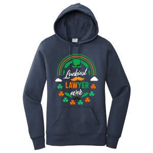 Luckiest Lawyer Ever Shamrock Top Hat St Patricks Day Funny Gift Women's Pullover Hoodie