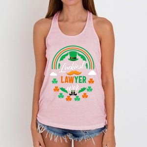 Luckiest Lawyer Ever Shamrock Top Hat St Patricks Day Funny Gift Women's Knotted Racerback Tank