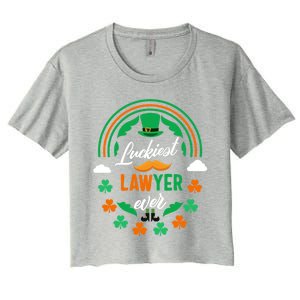 Luckiest Lawyer Ever Shamrock Top Hat St Patricks Day Funny Gift Women's Crop Top Tee