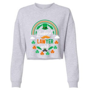 Luckiest Lawyer Ever Shamrock Top Hat St Patricks Day Funny Gift Cropped Pullover Crew