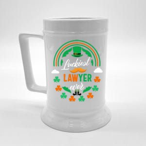 Luckiest Lawyer Ever Shamrock Top Hat St Patricks Day Funny Gift Beer Stein