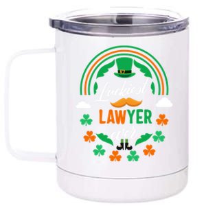 Luckiest Lawyer Ever Shamrock Top Hat St Patricks Day Funny Gift 12 oz Stainless Steel Tumbler Cup