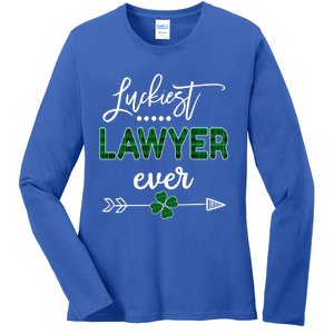 Luckiest Lawyer Ever Gift St Patricks Day Gift Ladies Long Sleeve Shirt