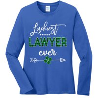 Luckiest Lawyer Ever Gift St Patricks Day Gift Ladies Long Sleeve Shirt