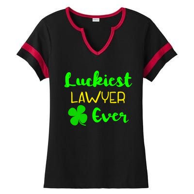 Luckiest Lawyer Ever St Patrick's Day Irish Attorney Legal Funny Gift Ladies Halftime Notch Neck Tee