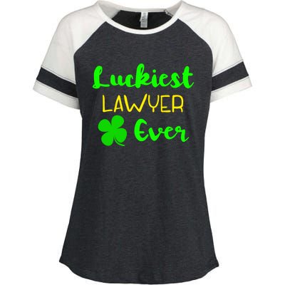 Luckiest Lawyer Ever St Patrick's Day Irish Attorney Legal Funny Gift Enza Ladies Jersey Colorblock Tee