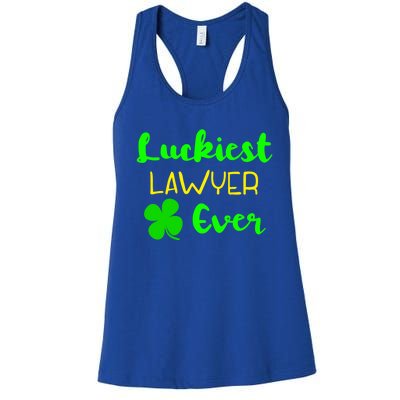 Luckiest Lawyer Ever St Patrick's Day Irish Attorney Legal Funny Gift Women's Racerback Tank