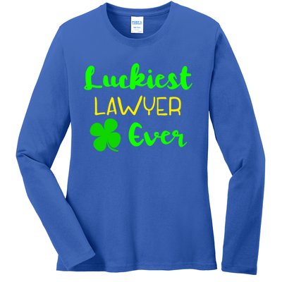 Luckiest Lawyer Ever St Patrick's Day Irish Attorney Legal Funny Gift Ladies Long Sleeve Shirt