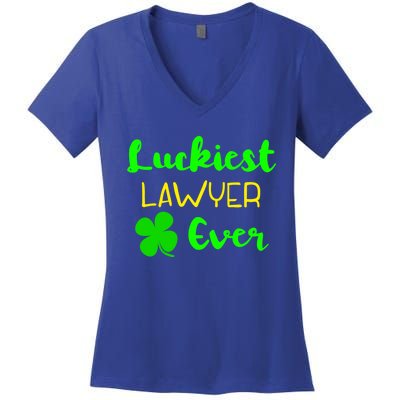 Luckiest Lawyer Ever St Patrick's Day Irish Attorney Legal Funny Gift Women's V-Neck T-Shirt