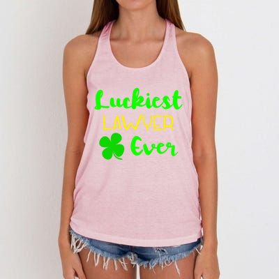 Luckiest Lawyer Ever St Patrick's Day Irish Attorney Legal Funny Gift Women's Knotted Racerback Tank