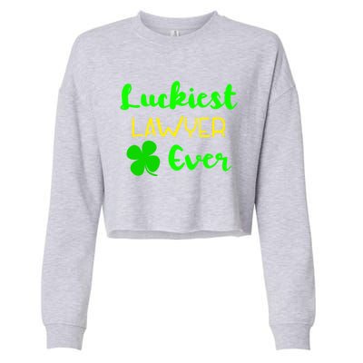 Luckiest Lawyer Ever St Patrick's Day Irish Attorney Legal Funny Gift Cropped Pullover Crew