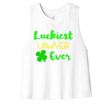 Luckiest Lawyer Ever St Patrick's Day Irish Attorney Legal Funny Gift Women's Racerback Cropped Tank