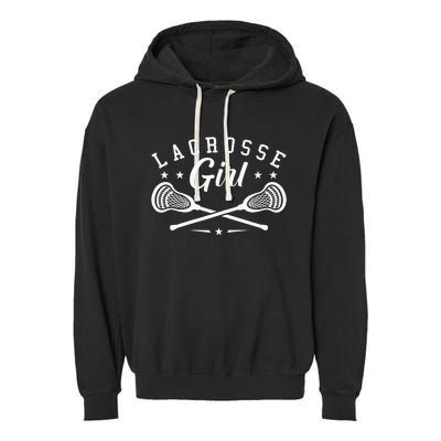 Lacrosse Lover Funny Lacrosse Girl LAX Lacrosse Fan Garment-Dyed Fleece Hoodie