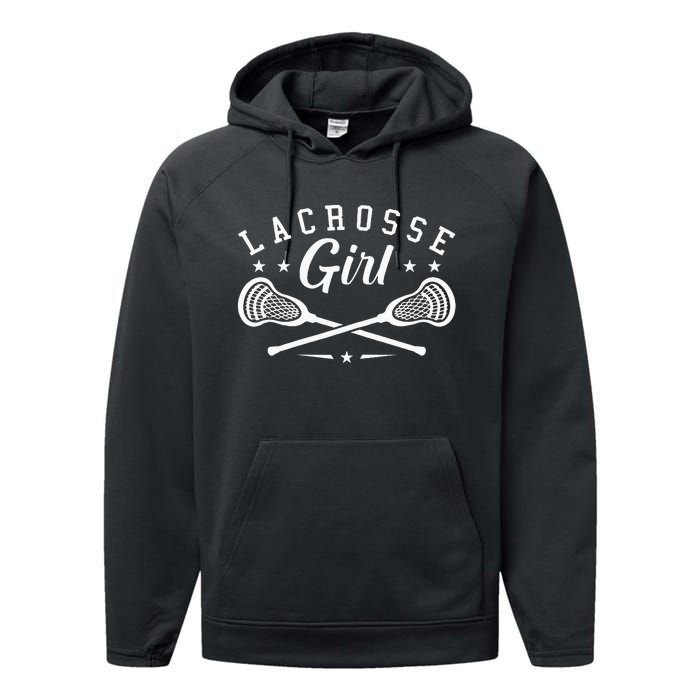 Lacrosse Lover Funny Lacrosse Girl LAX Lacrosse Fan Performance Fleece Hoodie