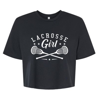 Lacrosse Lover Funny Lacrosse Girl LAX Lacrosse Fan Bella+Canvas Jersey Crop Tee