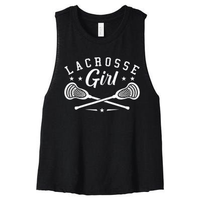 Lacrosse Lover Funny Lacrosse Girl LAX Lacrosse Fan Women's Racerback Cropped Tank