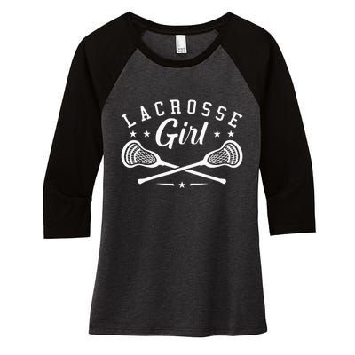 Lacrosse Lover Funny Lacrosse Girl LAX Lacrosse Fan Women's Tri-Blend 3/4-Sleeve Raglan Shirt